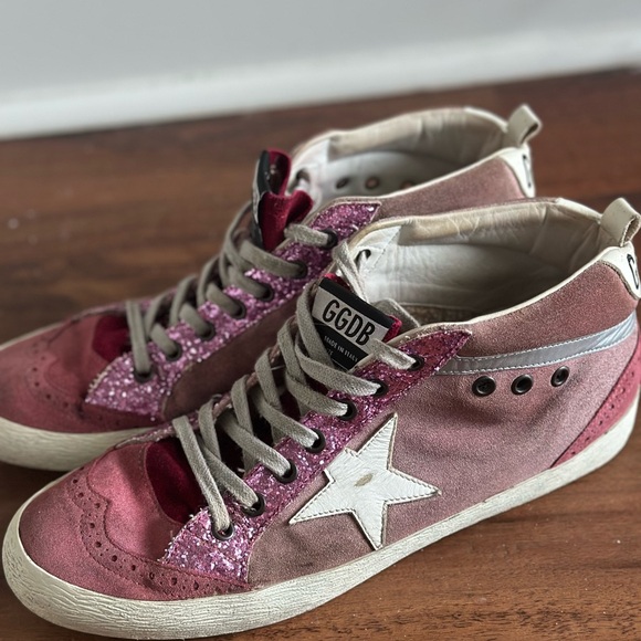 Golden Goose Pink High-Top Sneakers with Suede Finish - Picture 2 of 6